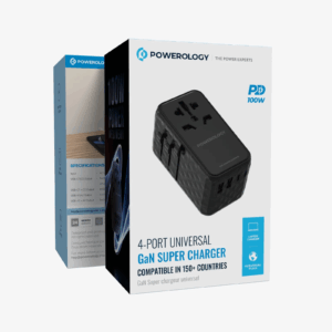 Powerology 4-Port Universal GaN Super Charger Compatible In 150+ Countries
