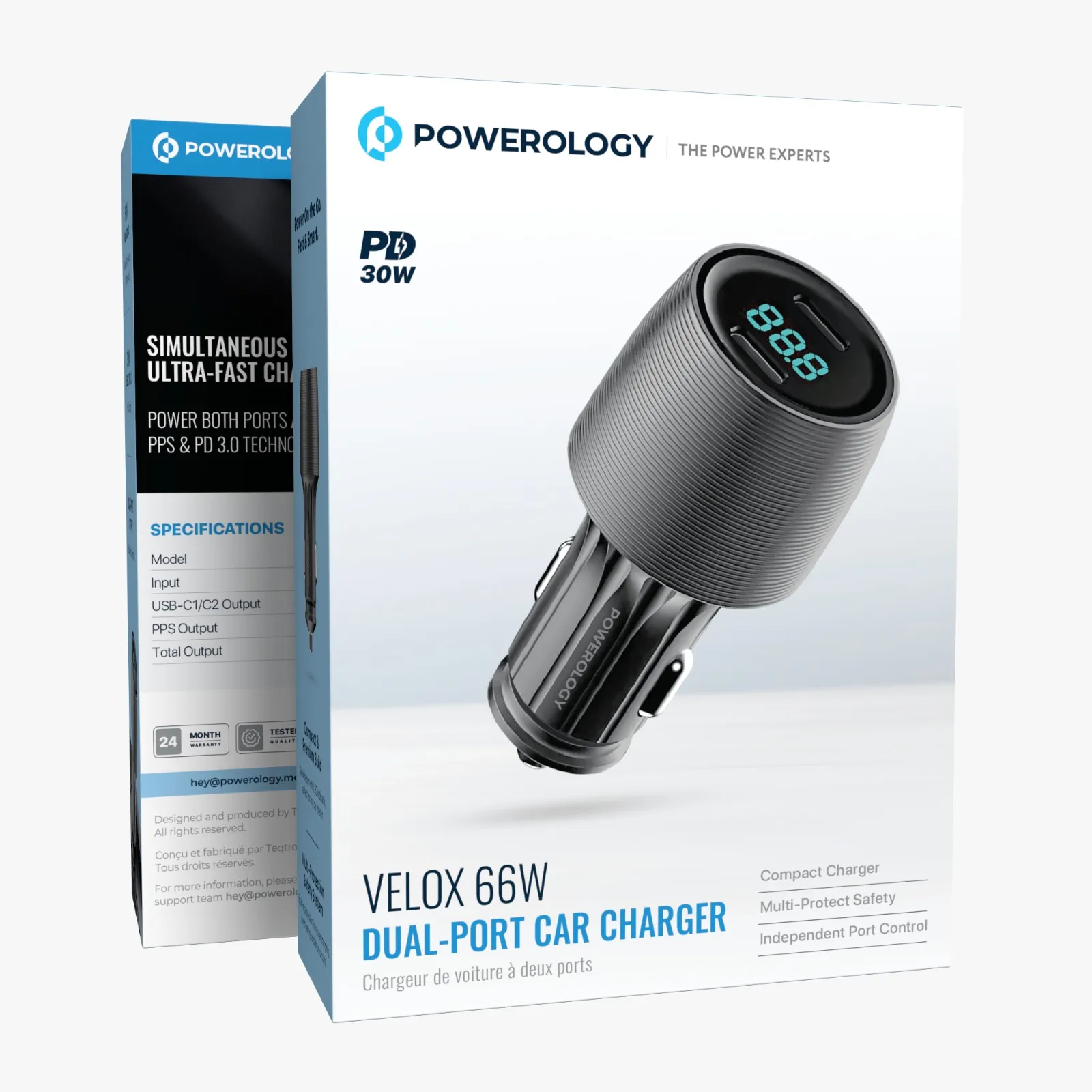 Powerology Velox 66W Dual-Port Car Charger