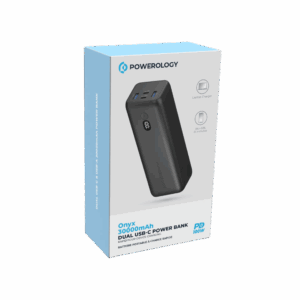 Powerology Onyx 30000mAh Dual USB-C Power Bank Rapid Four-Device Charging