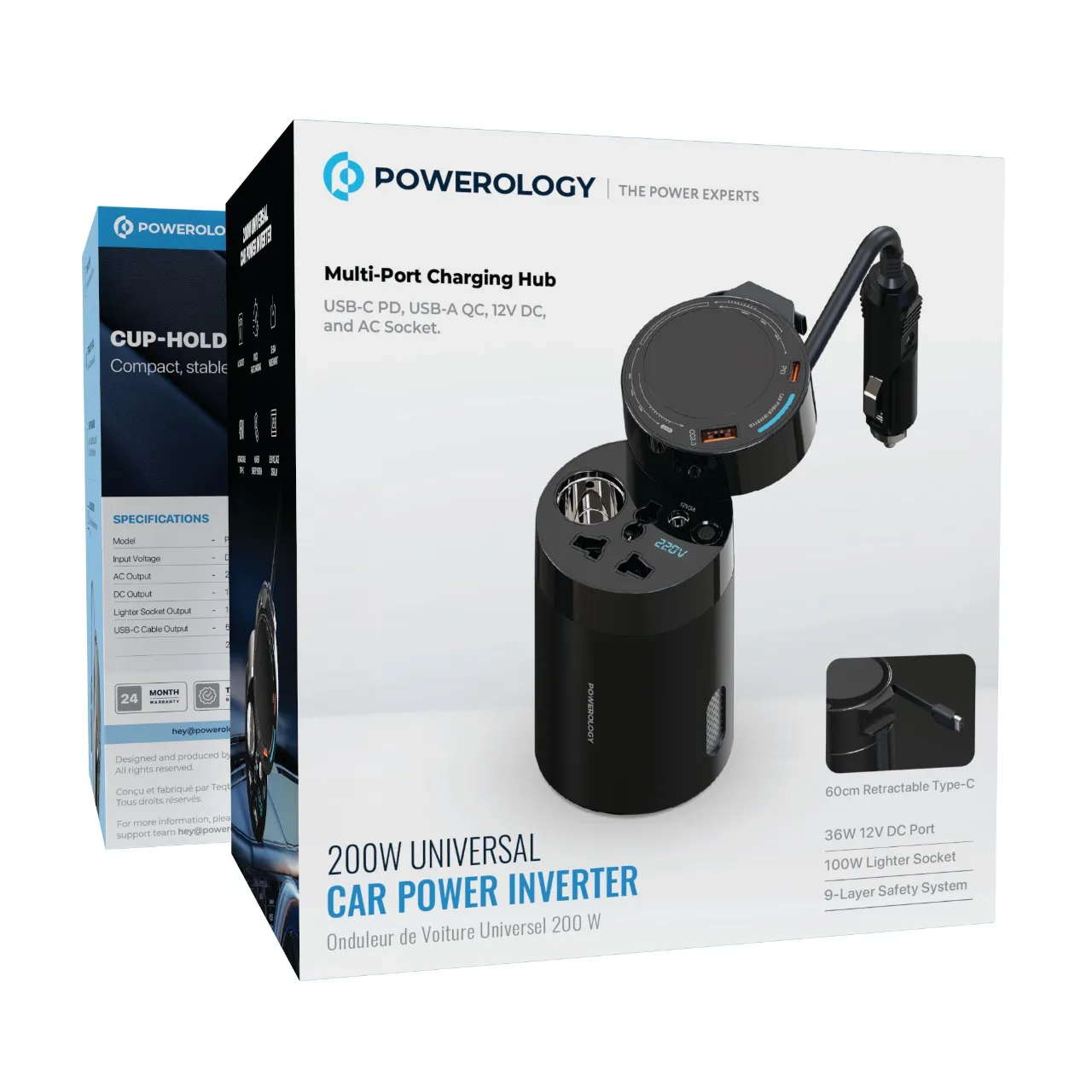 Powerology 200W Universal Car Power Inverter