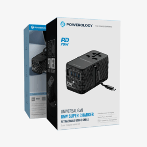 Powerology Universal GaN 85W Super Charger Retractable Type-C Cable