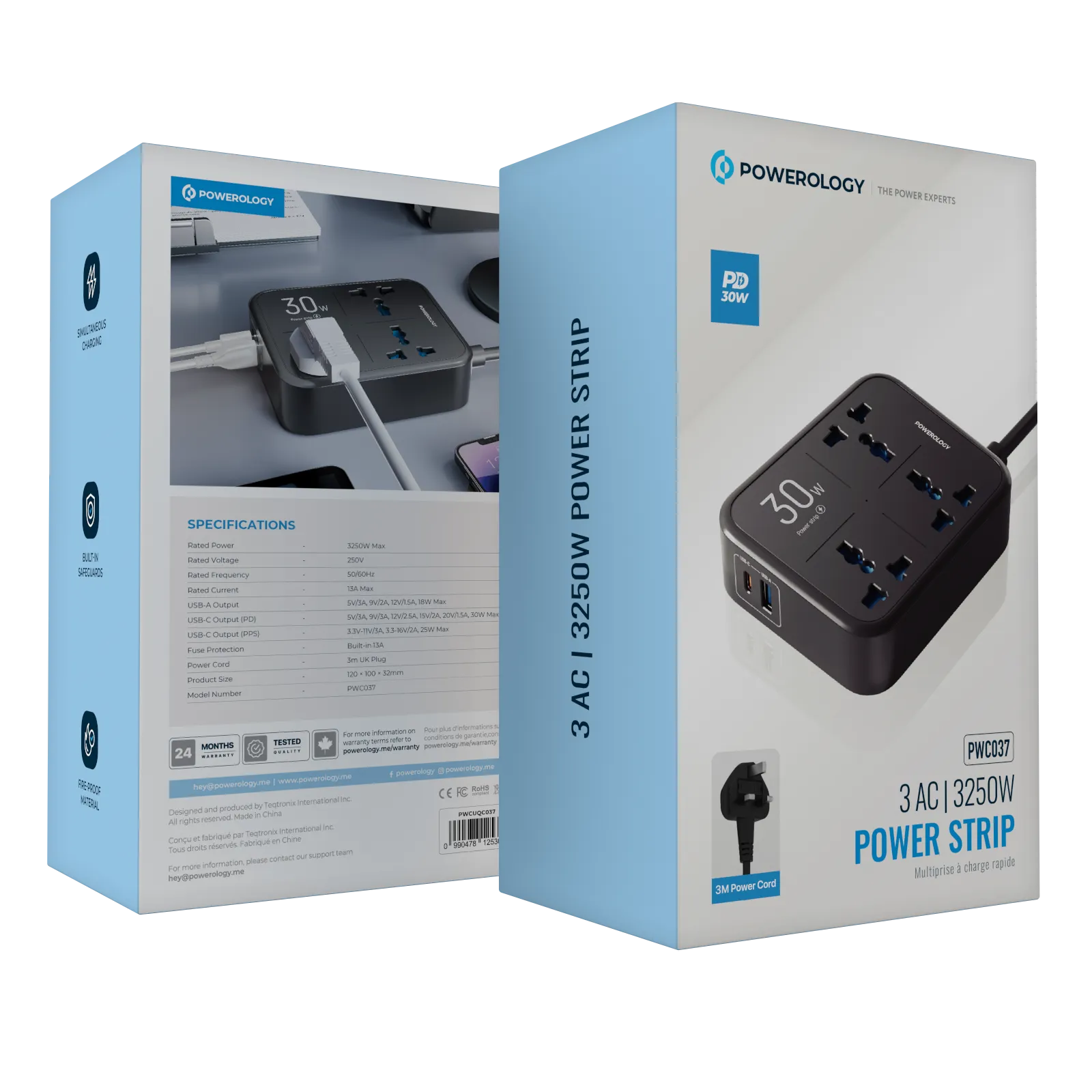 Powerology Power Strip 3250W 3AC