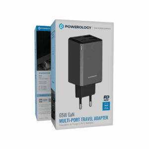 Powerology 65W GaN Multi-Port Travel Adapter