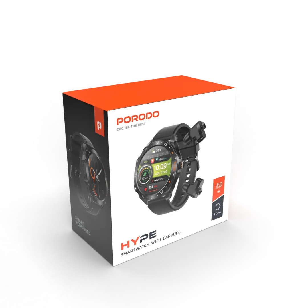 Porodo Hype Smartwatch With Earbuds