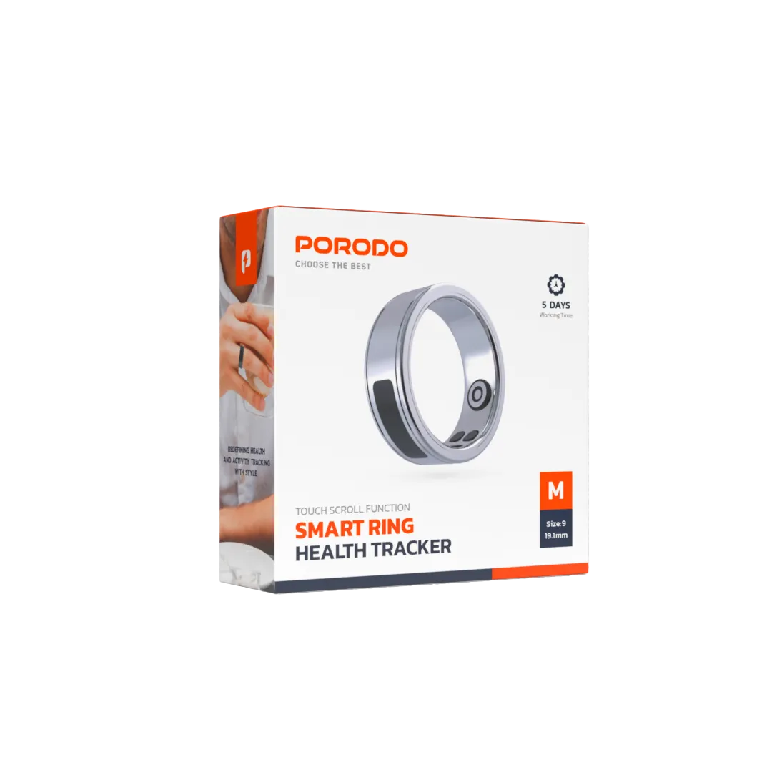 Porodo Phone Touch Control Smart Ring – Health Tracker (Size M 19.1mm)