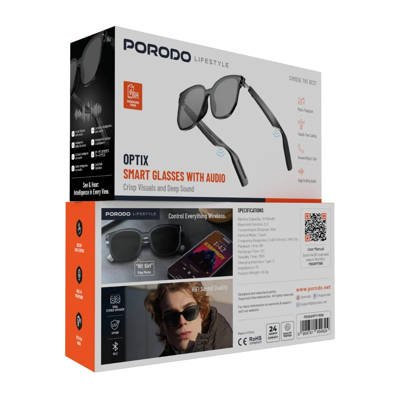 Porodo Lifestyle Optix Smart Glasses With Audio