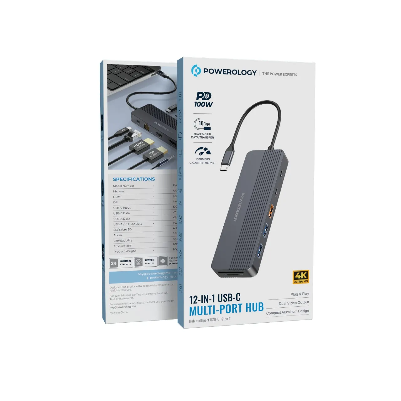 Powerology 12-In1 USB-C Multi-Port HUB